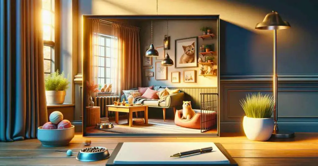 living room prepared and safe ready for adopted pet