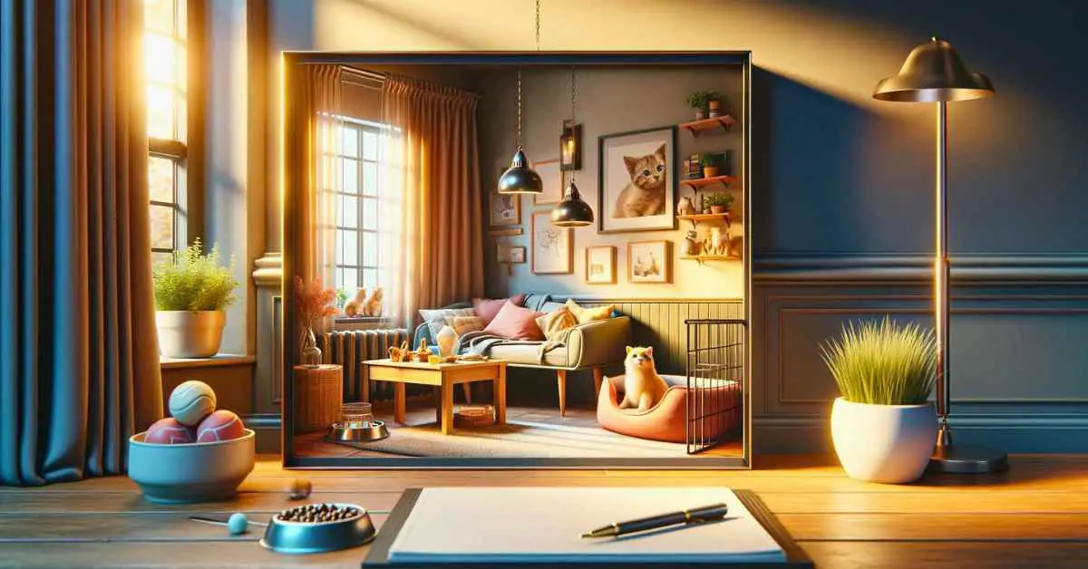 living room prepared and safe ready for adopted pet