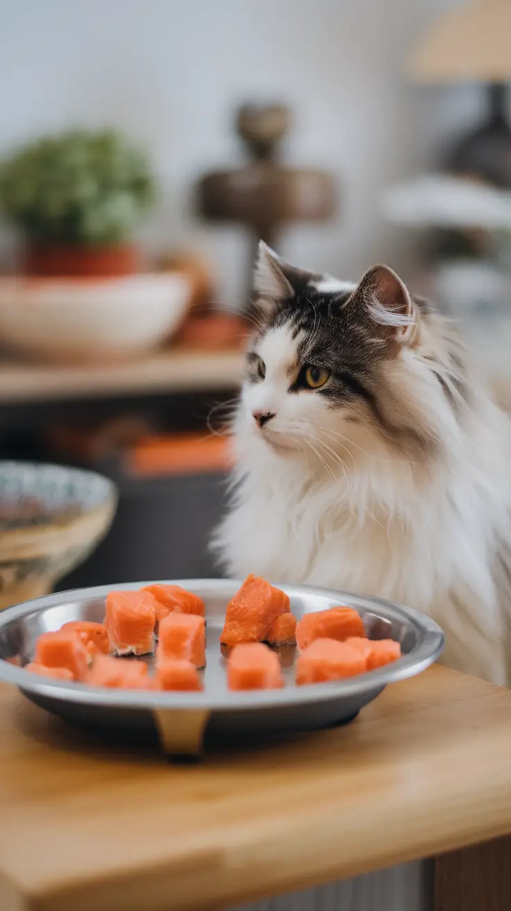 A plate of salmon and sweet potato bites for pets.