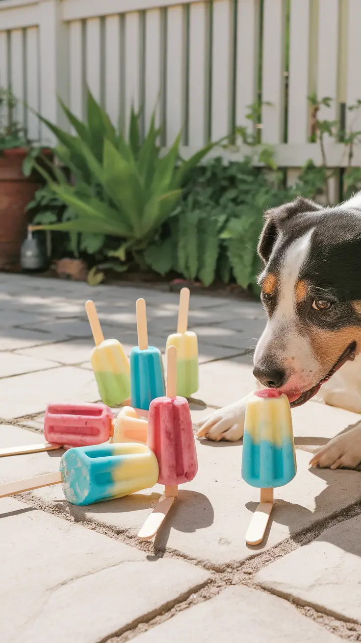 Yogurt and berry dog popsicles for a refreshing treat.