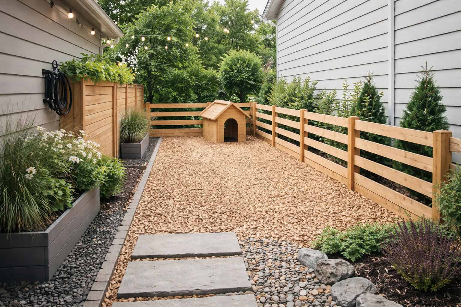 side yard dog run mud free